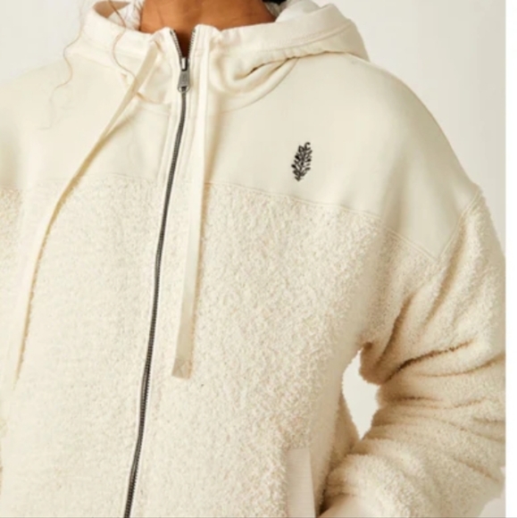 FP Movement by Free People Tops - FP Movement by Free People Cuddle Up Front Zip Fleece Hoodie color Ivory